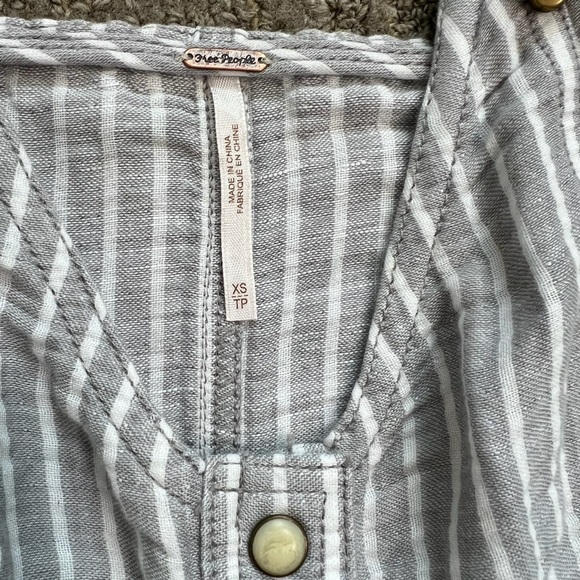 Free People Living Color Overall Mini Dress Grey White Stripe Combo Size XS - Picture 6 of 8